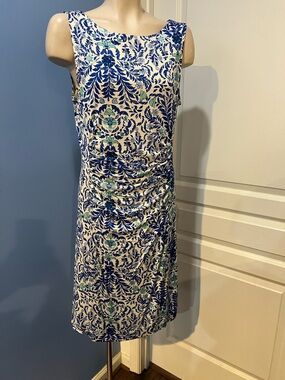Tory Burch White & Navy pattern dress size Large